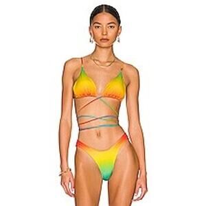 Monica Hansen Beachwear NWT Rainbow Paradise City Triangle‎ Bikini Top XLarge